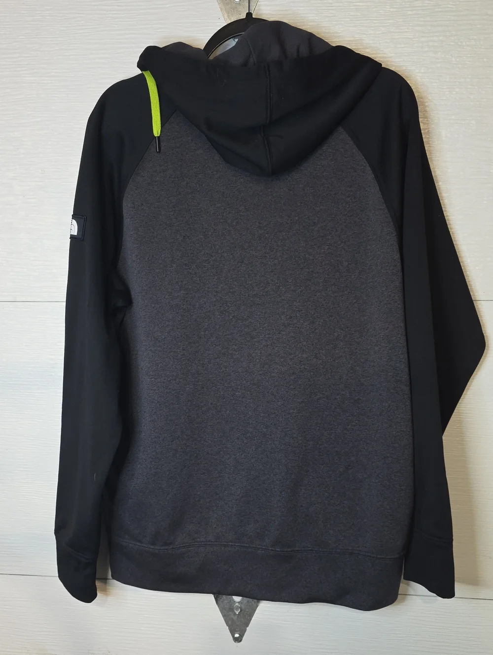 The North Face Men's Hooded Zip Sweater - Charcoal with Neon Green Accents